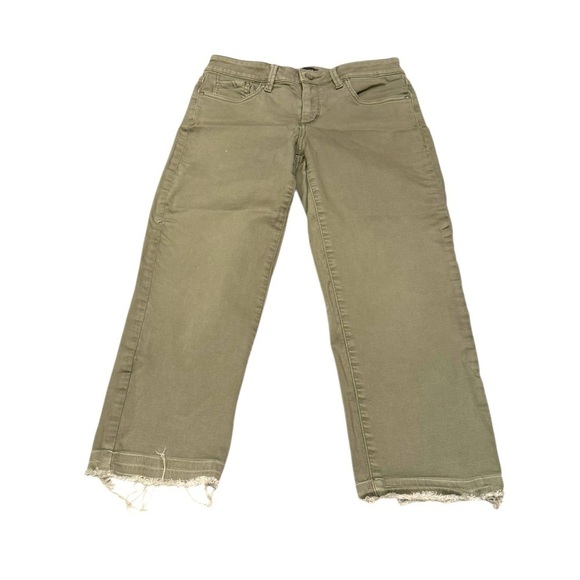 NYDJ Olive Green Classic Capri Jean Raw Hem Size 4 - Picture 1 of 4